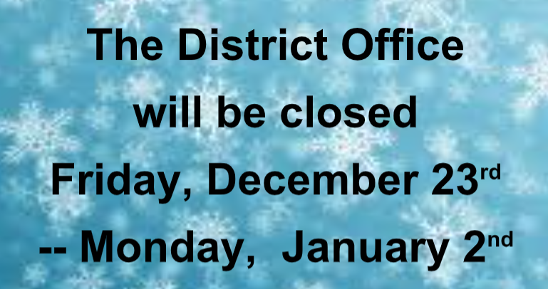 District Office Closed 12/23 - 1//2