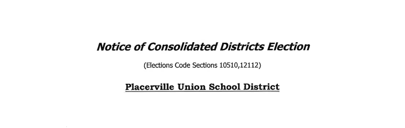 Notice of Consolidated Districts Election